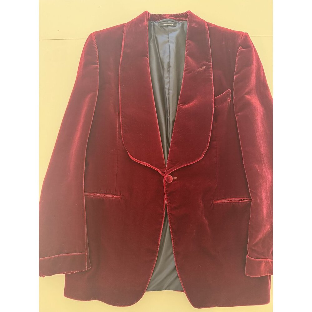 Tom Ford Velvet Smoking Jacket, Velvet Tuxedo Jacket Burgundy Size IT 54